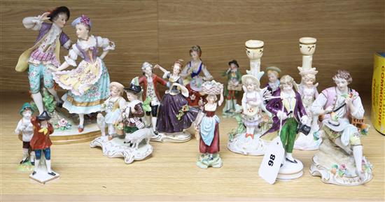 A collection of 20th century porcelain figures tallest 21cm